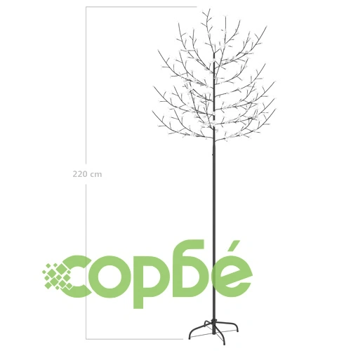 Коледно дърво, 220 LED студено бeли, разцъфнала череша, 220 см ➤ топ цена ➤ sorbe.bg