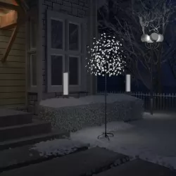 Коледно дърво, 220 LED студено бeли, разцъфнала череша, 220 см
