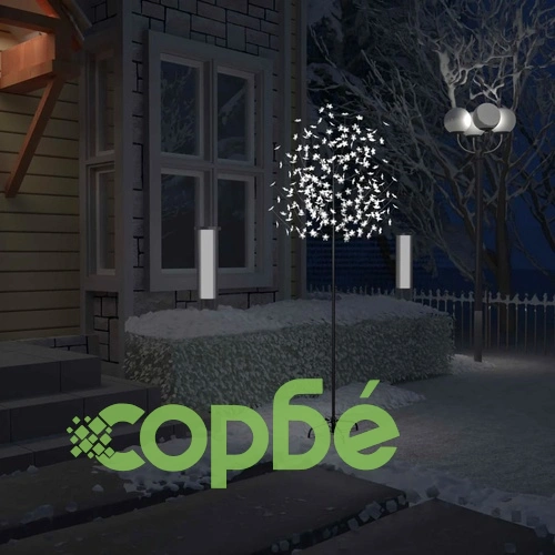 Коледно дърво, 220 LED студено бeли, разцъфнала череша, 220 см ➤ топ цена ➤ sorbe.bg