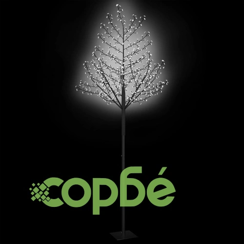 Коледно дърво, 600 LED студено бeли, разцъфнала череша, 300 см ➤ топ цена ➤ sorbe.bg