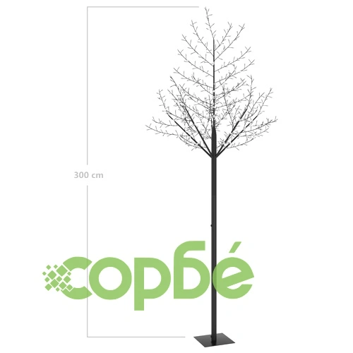 Коледно дърво, 600 LED студено бeли, разцъфнала череша, 300 см ➤ топ цена ➤ sorbe.bg