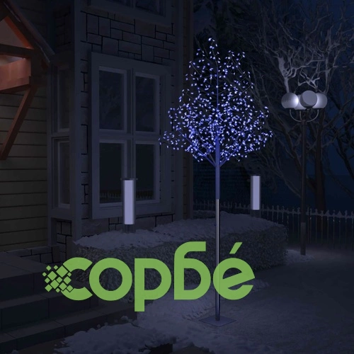 Коледно дърво, 600 LED сини, разцъфнала череша, 300 см ➤ топ цена ➤ sorbe.bg