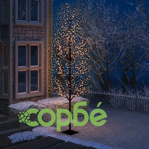 Коледно дърво, 1200 LED топло бeли, разцъфнала череша, 400 см ➤ топ цена ➤ sorbe.bg