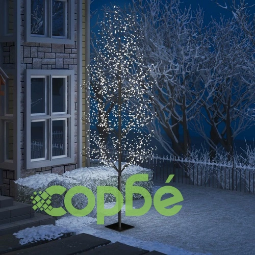 Коледно дърво, 1200 LED студено бeли, разцъфнала череша, 400 см ➤ топ цена ➤ sorbe.bg