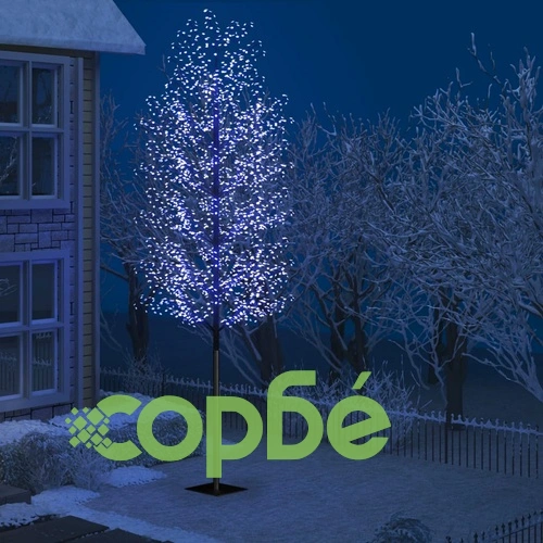 Коледно дърво, 2000 LED сини, разцъфнала череша, 500 см ➤ топ цена ➤ sorbe.bg