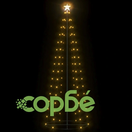 Коледна елха конус, 100 LED топло бяло, декорация, 70x180 см ➤ топ цена ➤ sorbe.bg