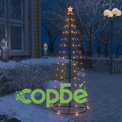Коледна елха конус, 100 LED топло бяло, декорация, 70x180 см ➤ топ цена ➤ sorbe.bg