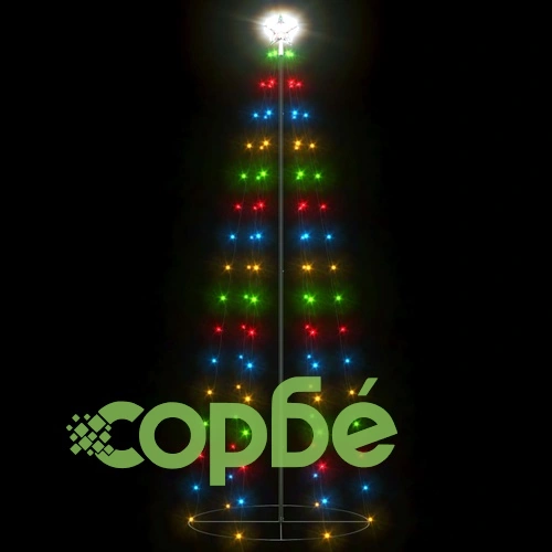 Коледна елха конус, 100 LED цветни, декорация, 70x180 см ➤ топ цена ➤ sorbe.bg
