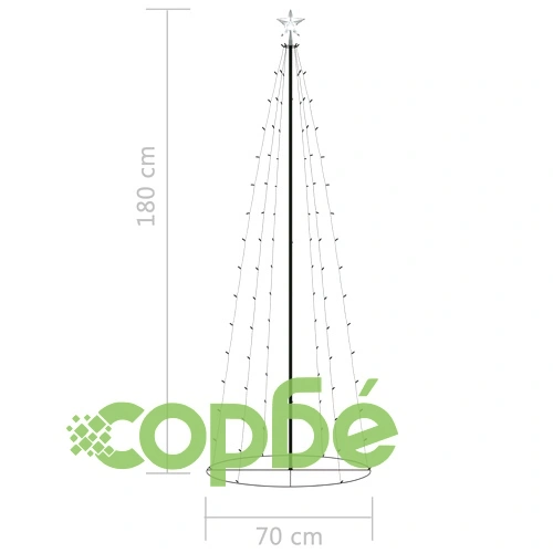 Коледна елха конус, 100 LED цветни, декорация, 70x180 см ➤ топ цена ➤ sorbe.bg