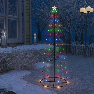 Коледна елха конус, 100 LED цветни, декорация, 70x180 см