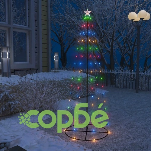 Коледна елха конус, 100 LED цветни, декорация, 70x180 см ➤ топ цена ➤ sorbe.bg