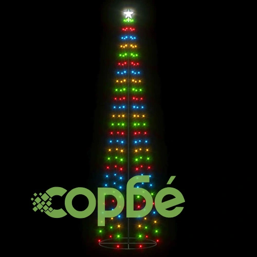 Коледна елха конус, 136 LED цветни, декорация, 70x240 см ➤ топ цена ➤ sorbe.bg