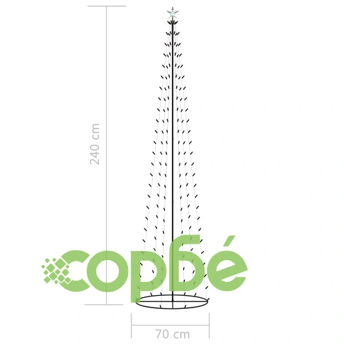 Коледна елха конус, 136 LED цветни, декорация, 70x240 см ➤ топ цена ➤ sorbe.bg