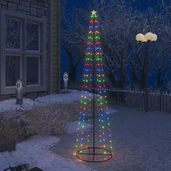 Коледна елха конус, 136 LED пъстри, декорация, 70x240 см