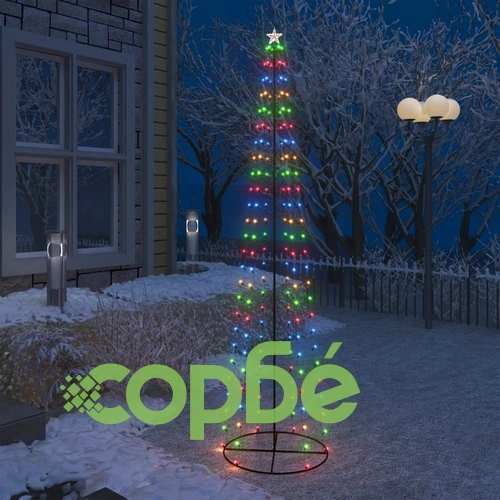 Коледна елха конус, 136 LED цветни, декорация, 70x240 см ➤ топ цена ➤ sorbe.bg