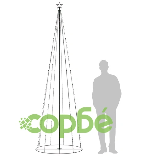 Коледна елха конус, 330 LED цветни, декорация, 100x300 см ➤ топ цена ➤ sorbe.bg