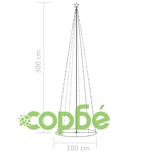 Коледна елха конус, 330 LED цветни, декорация, 100x300 см ➤ топ цена ➤ sorbe.bg