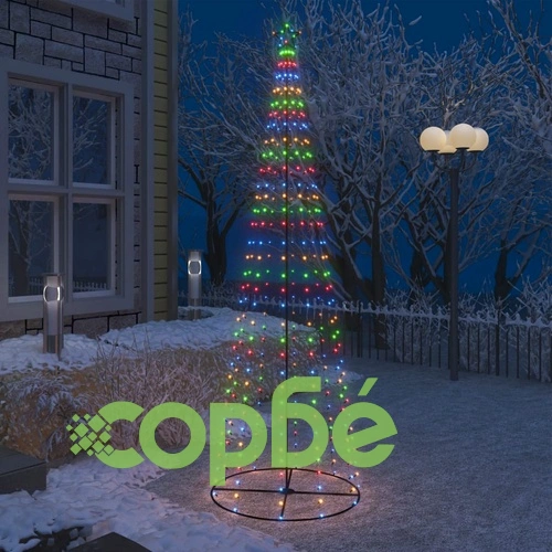 Коледна елха конус, 330 LED цветни, декорация, 100x300 см ➤ топ цена ➤ sorbe.bg