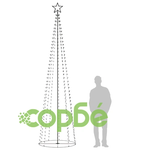 Коледна елха конус, 400 LED цветни, декорация, 100x360 см ➤ топ цена ➤ sorbe.bg