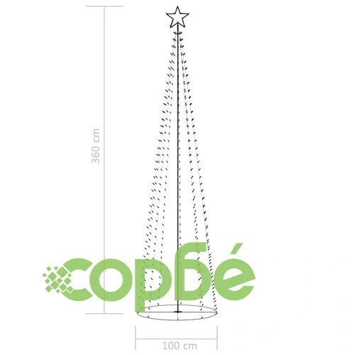 Коледна елха конус, 400 LED цветни, декорация, 100x360 см ➤ топ цена ➤ sorbe.bg