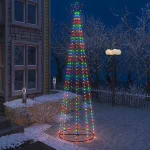 Коледна елха конус, 400 LED цветни, декорация, 100x360 см