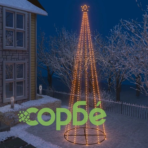 Коледна елха конус, 752 LED топло бяло, декорация, 160x500 см ➤ топ цена ➤ sorbe.bg