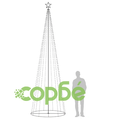 Коледна елха конус, 752 LED цветни, декорация, 160x500 см ➤ топ цена ➤ sorbe.bg
