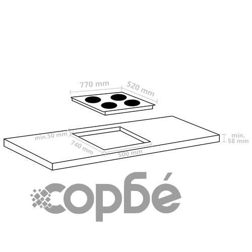 Индукционен плот с 4 котлона, сензорен контрол, 77 см, 7000 W ➤ топ цена ➤ sorbe.bg