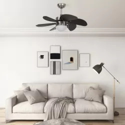 Вентилатор за таван с лампа, 76 см, тъмнокафяв