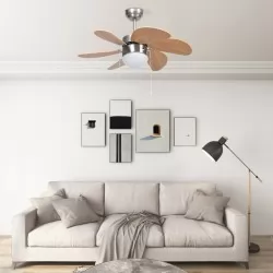 Вентилатор за таван с лампа, 76 см, светлокафяв