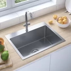 Ръчно изработена кухненска мивка, неръждаема стомана