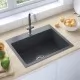 Ръчно изработена кухненска мивка, черна, неръждаема стомана