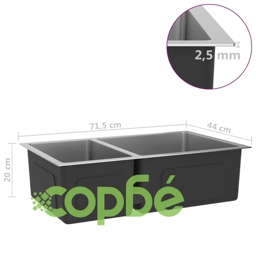 Ръчно изработена кухненска мивка с цедка, неръждаема стомана ➤ топ цена ➤ sorbe.bg
