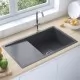 Ръчно изработена кухненска мивка, черна, неръждаема стомана