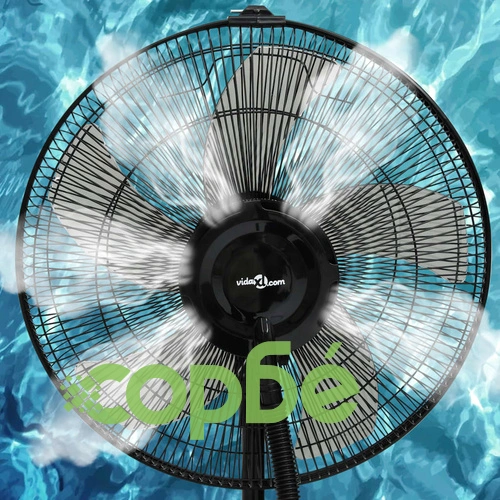 Вентилатор с водна мъгла и дистанционно, черен  ➤ топ цена ➤ sorbe.bg