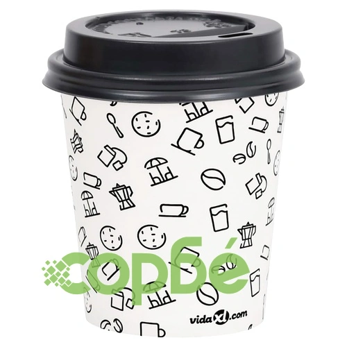 Хартиени чаши за кафе с капак 200 ml 500 бр бяло и черно ➤ топ цена ➤ sorbe.bg