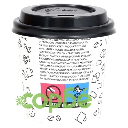 Хартиени чаши за кафе с капаци 120 ml 1000 бр бяло и черно ➤ топ цена ➤ sorbe.bg