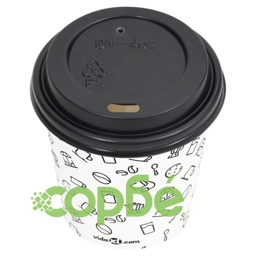 Хартиени чаши за кафе с капаци 120 ml 1000 бр бяло и черно ➤ топ цена ➤ sorbe.bg