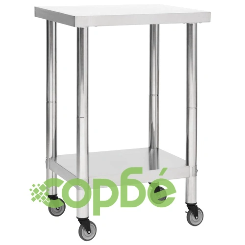 Кухненска работна маса с колелца 60x60x85 см неръждаема стомана ➤ топ цена ➤ sorbe.bg