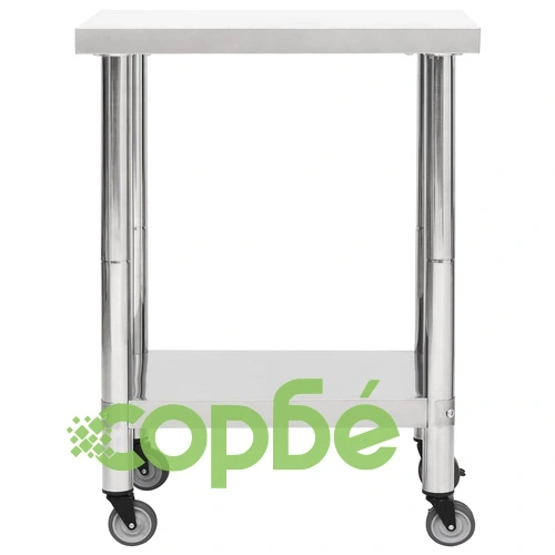 Кухненска работна маса с колелца 80x30x85 см неръждаема стомана ➤ топ цена ➤ sorbe.bg