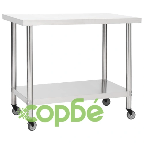Кухненска работна маса с колелца 80x60x85 см неръждаема стомана ➤ топ цена ➤ sorbe.bg
