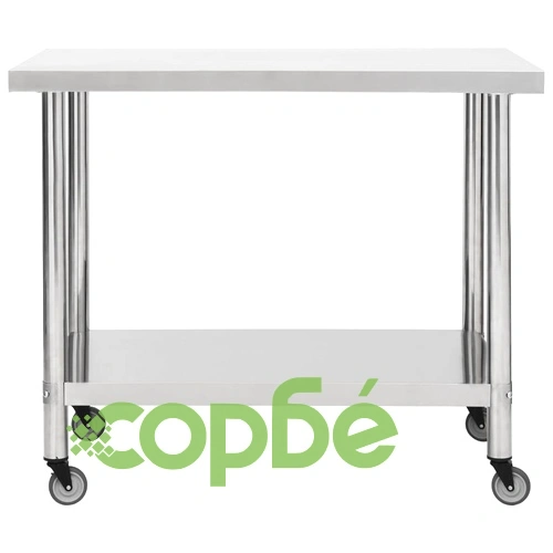 Кухненска работна маса с колелца 80x60x85 см неръждаема стомана ➤ топ цена ➤ sorbe.bg