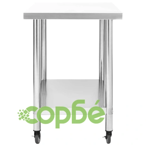 Кухненска работна маса с колелца, 100x60x85 см, инокс ➤ топ цена ➤ sorbe.bg