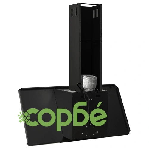 Стенен абсорбатор, 90 см, инокс и закалено стъкло, черен ➤ топ цена ➤ sorbe.bg