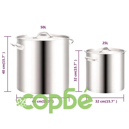 Комплект тенджери от 2 части 50/25 л неръждаема стомана ➤ топ цена ➤ sorbe.bg