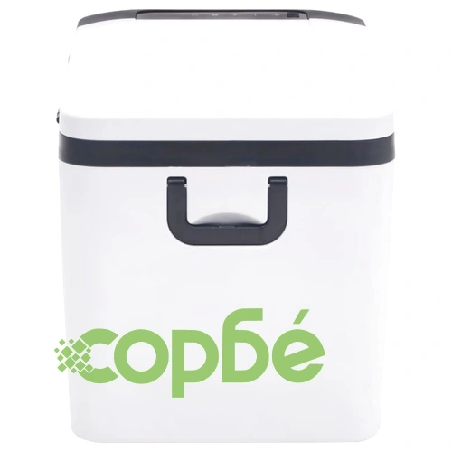 Хладилна кутия с дръжка черно и бяло 25 л PP и PE ➤ топ цена ➤ sorbe.bg