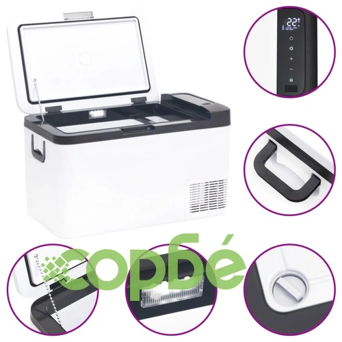 Хладилна кутия с дръжка черно и бяло 25 л PP и PE ➤ топ цена ➤ sorbe.bg