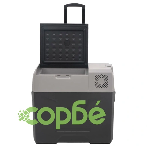 Хладилна кутия с колелца и дръжка черно/сиво 40 л полипропилен ➤ топ цена ➤ sorbe.bg