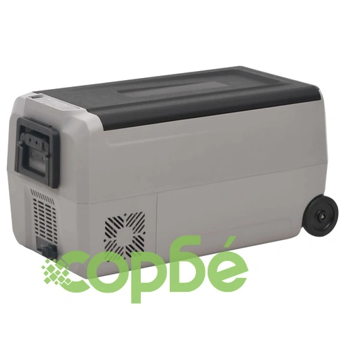 Хладилна кутия с колелца и дръжка черно и сиво 50 л PP и PE ➤ топ цена ➤ sorbe.bg