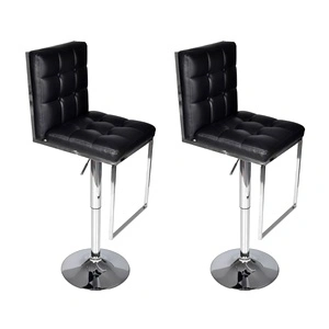 Комплект от два луксозни черни бар стола с облегалки